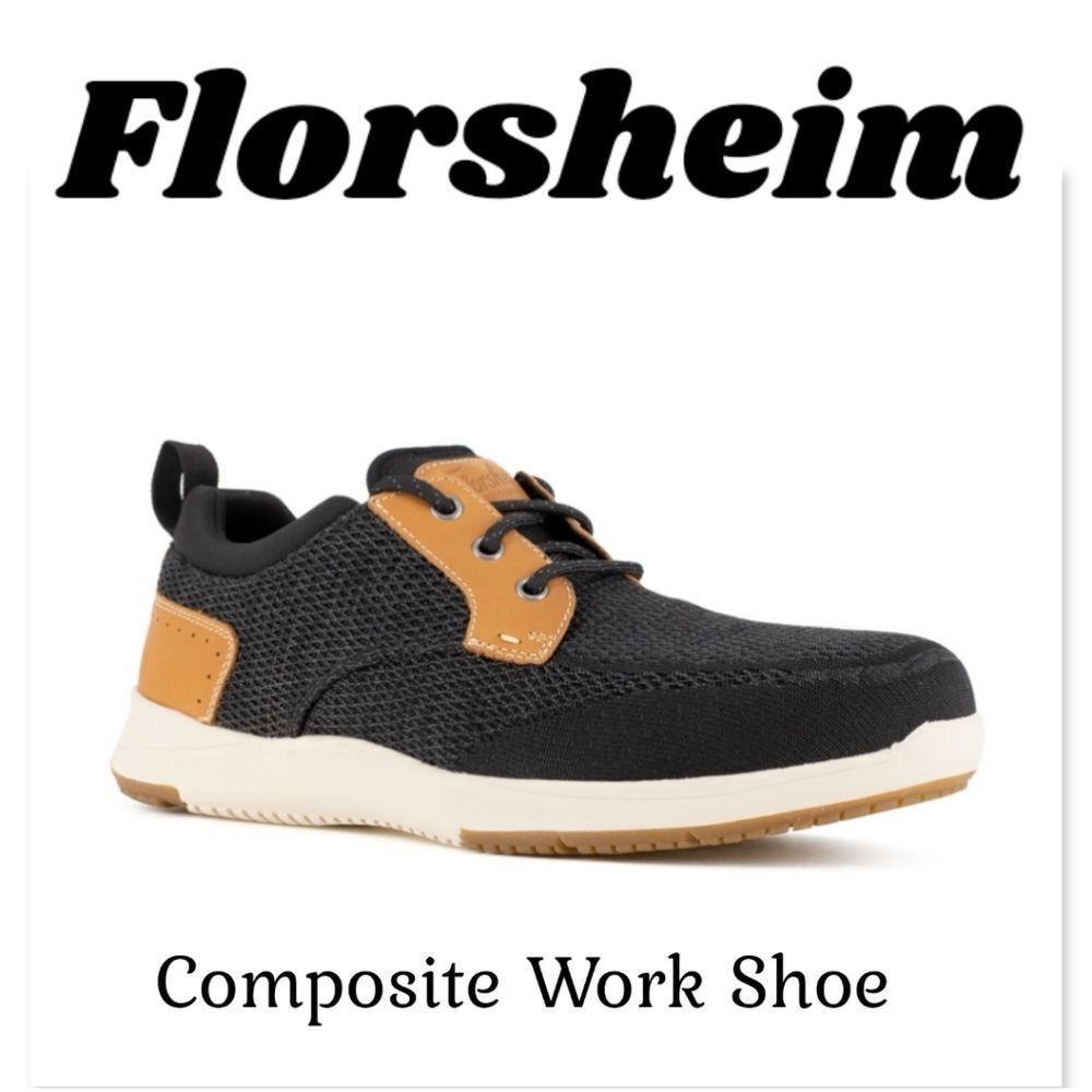 NIB Florsheim Conway Work Men's Black and Brown Casual Work Sneaker